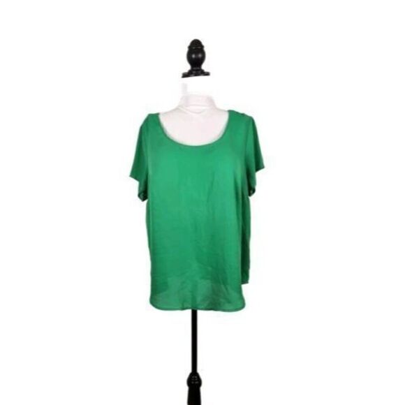 Torrid Green Abbey Georgette Cage Back Blouse | Size 1X (14/16) - Picture 1 of 8